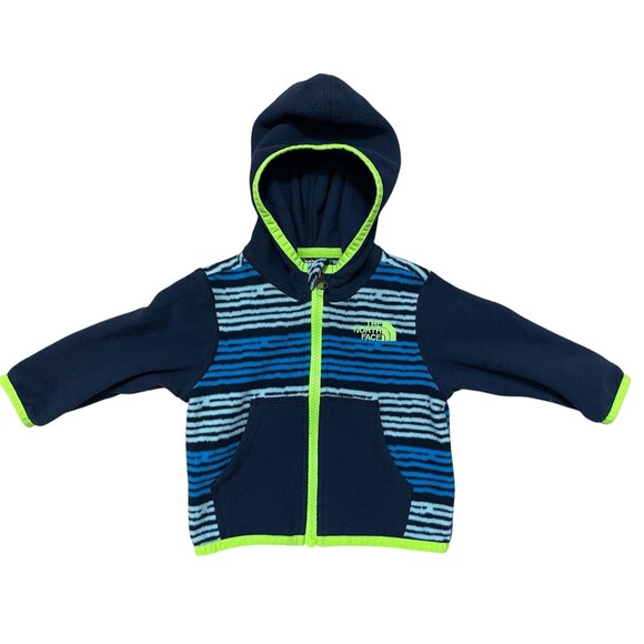 The North Face Full Zip Fleece Jacket Toddler Blue & Bright Green 3/6M - Picture 1 of 7